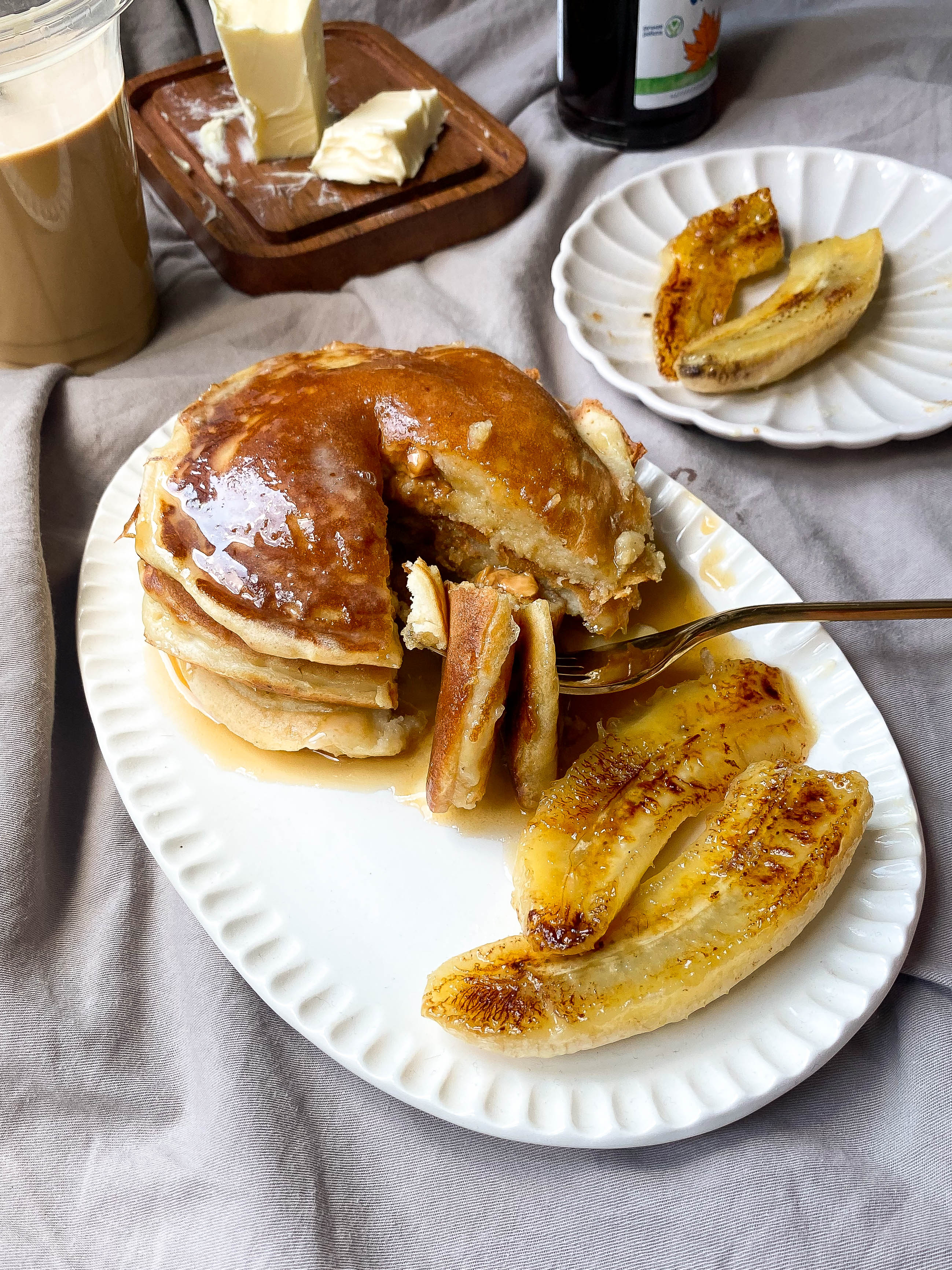 Панкейки с рикоттой и карамелизированным бананом 🥞🍁